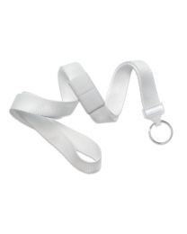 White 5/8" Polyester Breakaway Lanyard with a Slide Adapter and Metal Split Ring