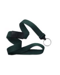 Forest Green 5/8" Polyester Breakaway Lanyard with a Slide Adapter and Metal Split Ring