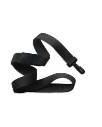 Black 5/8" Polyester Breakaway Lanyard with a Narrow "No-Twist" Plastic Hook