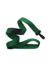 Green 5/8" Polyester Breakaway Lanyard with a Narrow "No-Twist" Plastic Hook