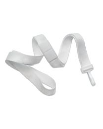 Whtie 5/8" Polyester Breakaway Lanyard with a Narrow "No-Twist" Plastic Hook
