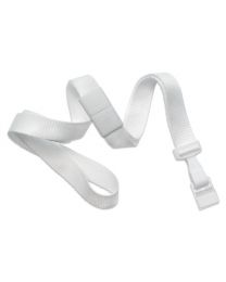 White 5/8" Polyester Breakaway Lanyard with a Slide Adapter and Wide Plastic Hook and Gripper 30