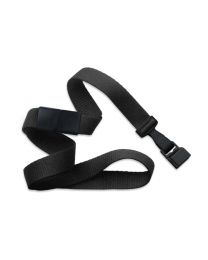 Black 5/8" Polyester Breakaway Lanyard with a Slide Adapter and Wide Plastic Hook and Gripper 30