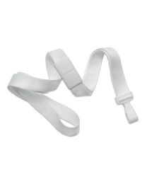 Whtie 5/8" Polyester Breakaway Lanyard with a Wide "No-Twist" Plastic Hook