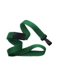 Green 5/8" Polyester Breakaway Lanyard with a Wide"No-Twist" Plastic Hook