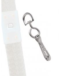White 5/8" Polyester Breakaway Lanyard with a Slide Adapter and Metal Swivel Hook