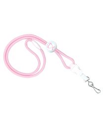 Pink 1/4" Round Breakaway Lanyard with a Round Slider and Detachable Swivel Hook
