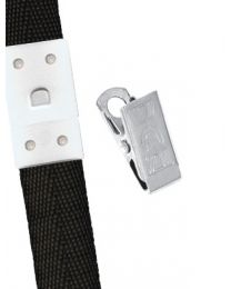 Black 5/8" Polyester Breakaway Lanyard with a Slide Adapter and Metal Bulldog Clip