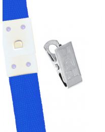 Royal Blue 5/8" Polyester Breakaway Lanyard with a Slide Adapter and Metal Bulldog Clip