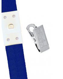 Navy Blue 5/8" Polyester Breakaway Lanyard with a Slide Adapter and Metal Bulldog Clip