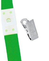 Green 5/8" Polyester Breakaway Lanyard with a Slide Adapter and Metal Bulldog Clip