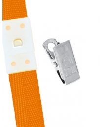 Orange 5/8" Polyester Breakaway Lanyard with a Slide Adapter and Metal Bulldog Clip