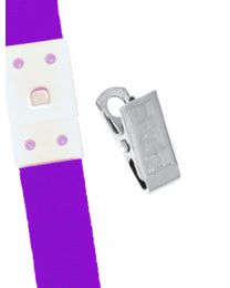 Purple 5/8" Polyester Breakaway Lanyard with a Slide Adapter and Metal Bulldog Clip