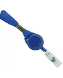Royal Blue 5/8" Flat Tubular Lanyard with a Breakaway and Slotted Reel and Clear Vinyl Strap