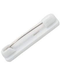 Glue-On White All-Plastic Safety Pin w/ 1 1/2" Base