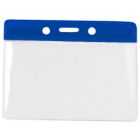 Blue Horizontal Top Loading Color Bar Vinyl Badge Holder with Chain Holes