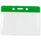 Green Horizontal Top Loading Color Bar Vinyl Badge Holder with Chain Holes