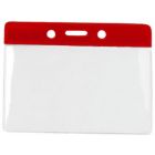 Red Horizontal Top Loading Color Bar Vinyl Badge Holder with Chain Holes