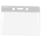 White Horizontal Top Loading Color Bar Vinyl Badge Holder with Chain Holes