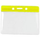 Yellow Horizontal Top Loading Color Bar Vinyl Badge Holder with Chain Holes