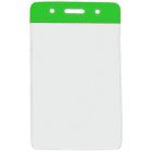 Green Vertical Top Loading Color Bar Vinyl Badge Holder with Chain Holes