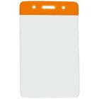 Orange Vertical Top Loading Color Bar Vinyl Badge Holder with Chain Holes