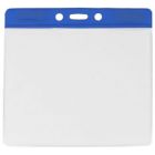 Blue Horizontal Top Loading Extra Large Color Bar Vinyl Badge Holder with Chain Holes