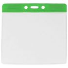 Green Horizontal Top Loading Extra Large Color Bar Vinyl Badge Holder with Chain Holes