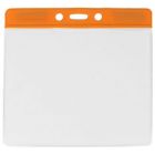 Orange Horizontal Top Loading Extra Large Color Bar Vinyl Badge Holder with Chain Holes
