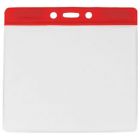 Red Horizontal Top Loading Extra Large Color Bar Vinyl Badge Holder with Chain Holes