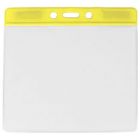 Yellow Horizontal Top Loading Extra Large Color Bar Vinyl Badge Holder with Chain Holes