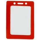 Red Vertical Top Loading Color-Frame Vinyl Badge Holder with Chain Holes