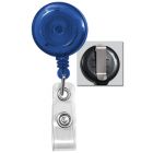 Translucent Blue Badge Reel with a Clear Strap and Belt Clip Attachment