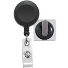 Black Badge Reel with a Clear Strap and Spring Clip Attachment