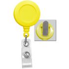 Yellow Badge Reel with a Clear Strap and Spring Clip Attachment