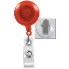 Translucent Orange Badge Reel with a Clear Strap and Spring Clip Attachment
