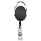 Black Carabiner Badge Reel with a Clear Strap Attachment