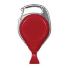 Red No-Twist Carabiner Badge Reel with a Card Clip Attachment
