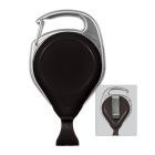 Black No-Twist Carabiner Badge Reel with a Card Clip and Belt Clip Attachment