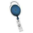Translucent Blue Carabiner Badge Reel with a Clear Strap Attachment