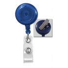 Translucent Blue Badge Reel with a Clear Strap and Swivel Spring Clip Attachment