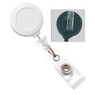 White No-Twist Badge Reel with a Clear Strap and Swivel Spring Clip Attachment