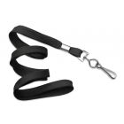 Black 3/8" Flat Braid Woven Lanyard with a Metal Swivel Hook