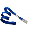 Royal Blue 3/8" Flat Braid Woven Lanyard with a Metal Bulldog Clip