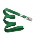 Green 3/8" Flat Braid Woven Lanyard with a Metal Bulldog Clip