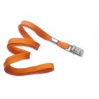 Orange 3/8" Flat Braid Woven Lanyard with a Metal Bulldog Clip