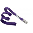 Purple 3/8" Flat Braid Woven Lanyard with a Metal Bulldog Clip
