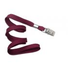 Maroon 3/8" Flat Braid Woven Lanyard with a Metal Bulldog Clip