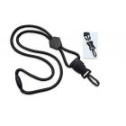 Black 1/4" Round Breakaway Lanyard with a Diamond Slider and Detachable Plastic Swivel Hook