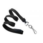 Black 3/8" Flat Braid Breakaway Woven Lanyard with a Slide Adapter and Metal Swivel Hook